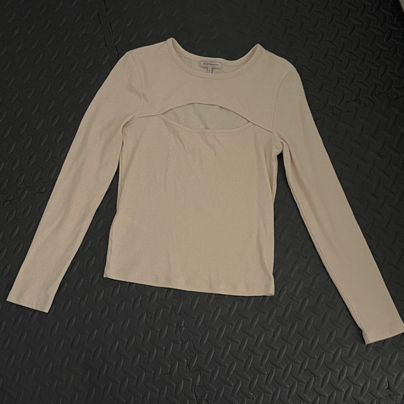 BCBGeneration Cream Cutout Long Sleeve Blouse - Picture 1 of 2